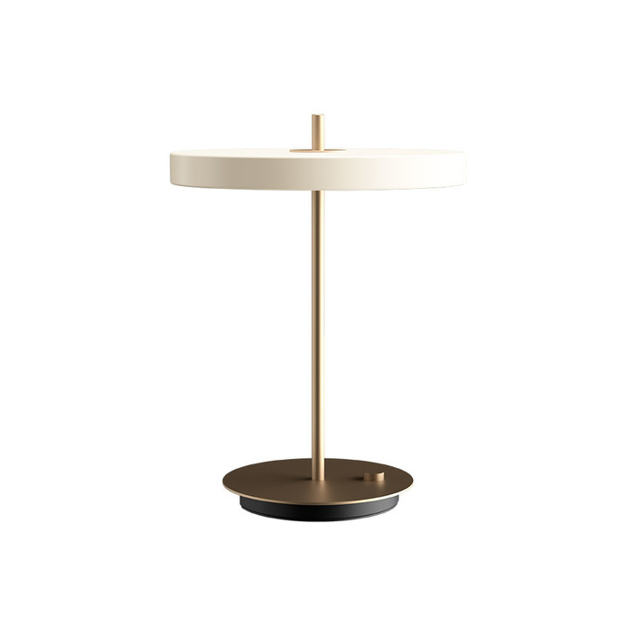 Elegantní designová stolní lampa se zabudovaným LED panelem a difuzorem obsahující skrytý USB port pro možnost nabíjení mobilních telefonů (bílá)