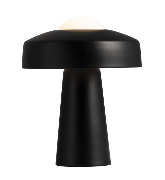 Jednoduchá stolní lampa Time kombinuje matný kov a opálové sklo v té nejlepší kvalitě. (černá, opálové sklo)