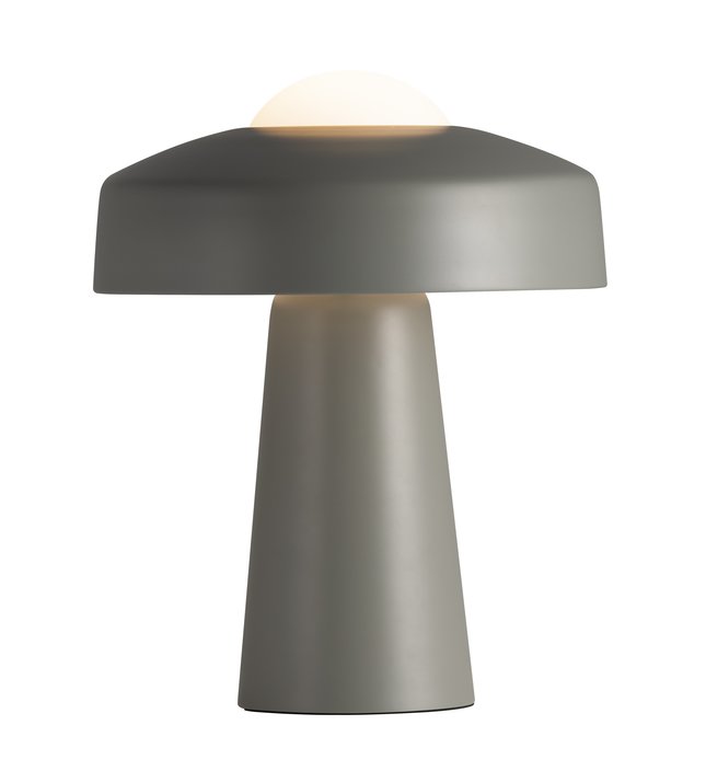 Jednoduchá stolní lampa Time kombinuje matný kov a opálové sklo v té nejlepší kvalitě. (šedá, opálové sklo)