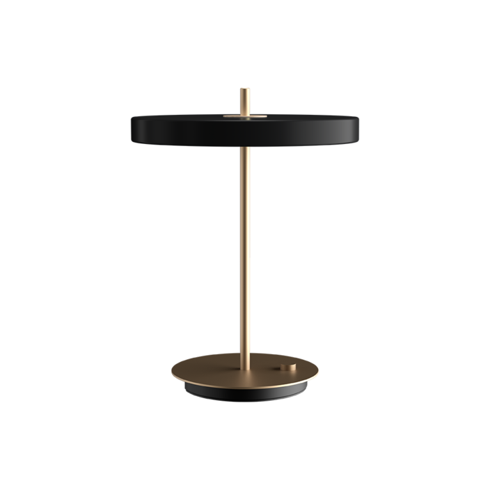 Elegantní designová stolní lampa se zabudovaným LED panelem a difuzorem obsahující skrytý USB port pro možnost nabíjení mobilních telefonů (černá)