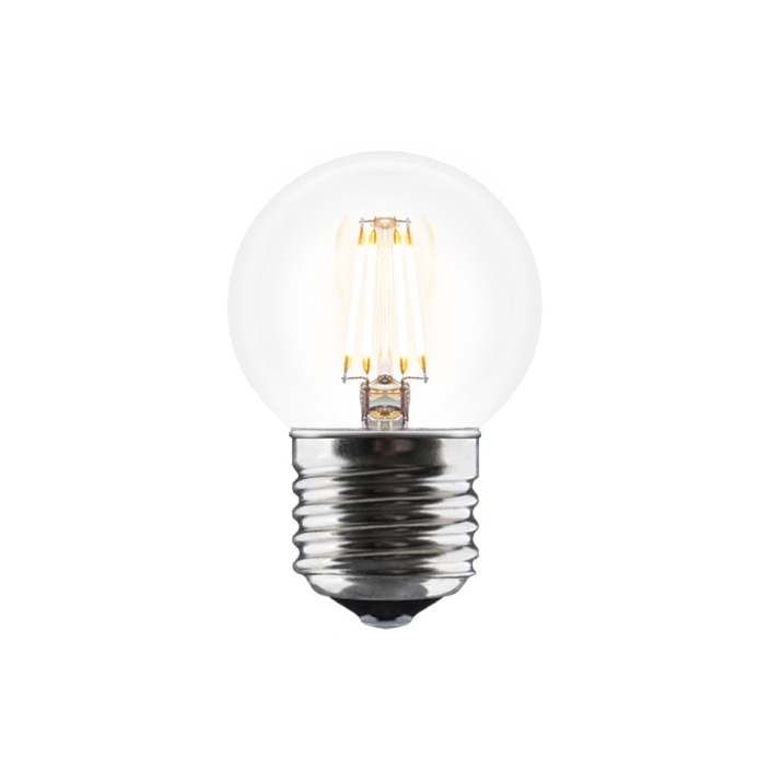 4W LED žárovka UMAGE Idea o průměru 4 cm, vhodná pro svítidla se závitem E27 nejen značky UMAGE.  (čirá)