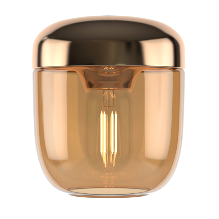 Jednoduché závěsné svítidlo UMAGE Acorn. Kombinace krásného kouřového skla a oceli. (mosaz)