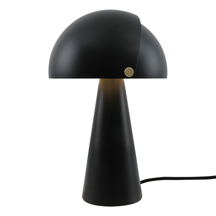 Originální stolní svítidlo Align od Nordluxu v matném sametovém provedení s detaily z broušené mosazi. Stínítko lampy je složeno z vnitřního statického a vnějšího pohyblivého, které si můžete uzpůsobit podle Vašich potřeb. Vyberte si z 8 barevných variant. (černá)