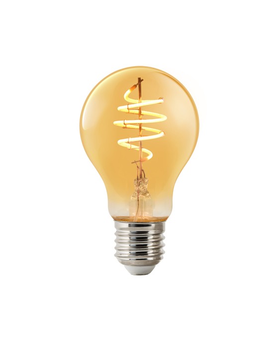 Designová chytrá stmívatelná LED žárovka pro svítidla se závitem E27. V jantarovém provedení.