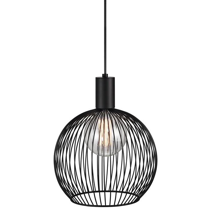 Jednoduché, estetické světlo Nordlux Aver z černých zakřivených kovových drátů (Průměr: Ø30cm)