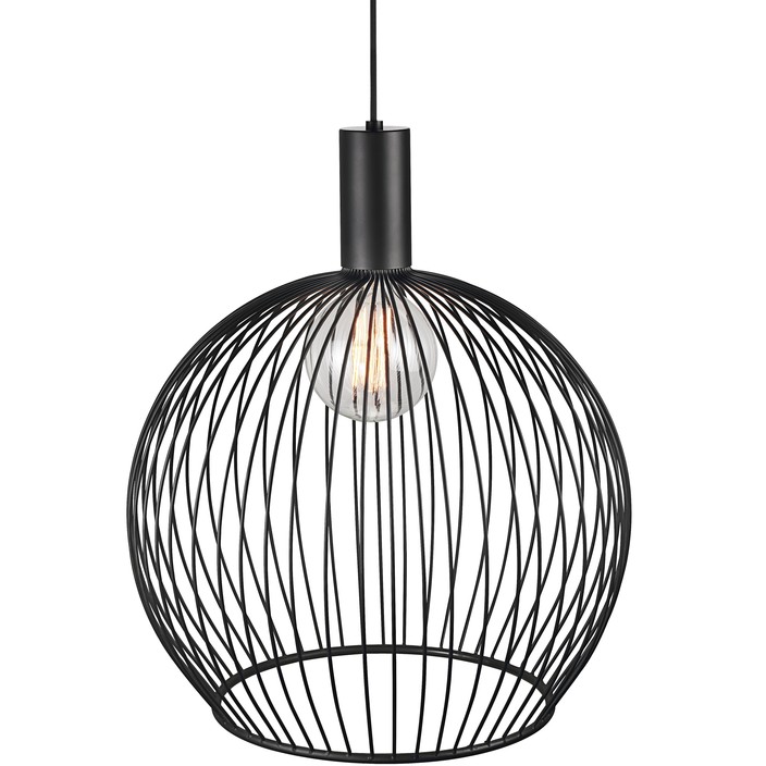 Jednoduché, estetické světlo Nordlux Aver z černých zakřivených kovových drátů (Průměr: Ø50cm)