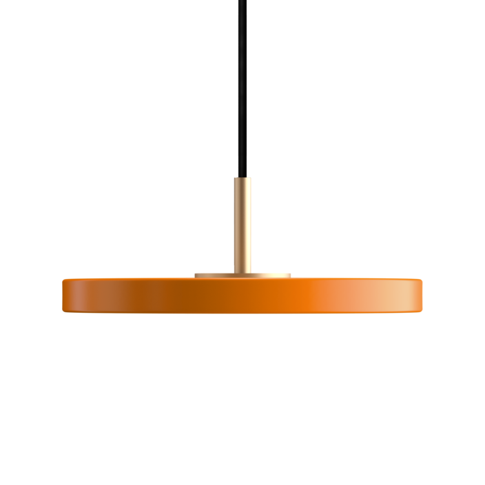 Jednoduchá a originální závěsná lampa UMAGE Asteria Micro ve tvaru disku. Kovové stínidlo, LED žárovka v jedenácti barevných provedeních. (oranžová)