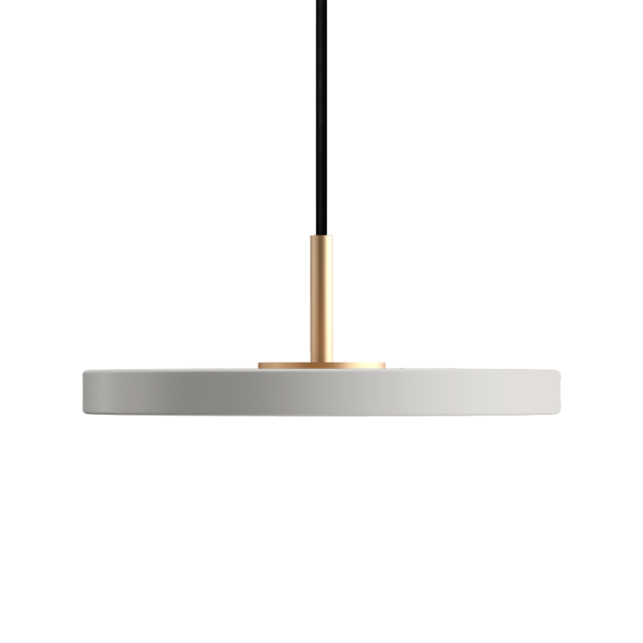Jednoduchá a originální závěsná lampa UMAGE Asteria Micro ve tvaru disku. Kovové stínidlo, LED žárovka v jedenácti barevných provedeních. (šedá)