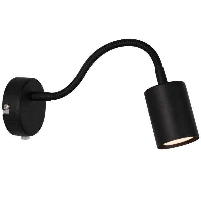 Minimalistická nástěnná lampička Nordlux Explore s bodovým světlem na flexi ramenu dodávaná s LED žárovkou (černá)