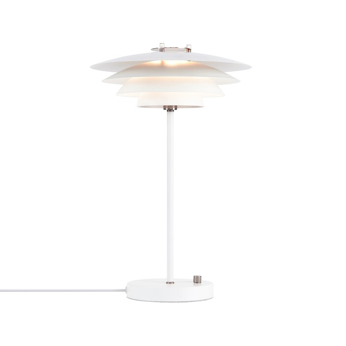 Exkluzivní stolní lampa z lakovaného kovu s typickými skandinávskými prvky a zajímavými průsvity Nordlux Bretagne
 (bílá)