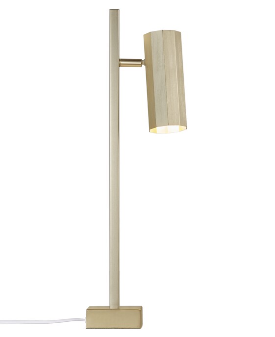 Stolní světlo Alanis ve tvaru desetihranu v designovém provedení ve dvou barevných variantách.