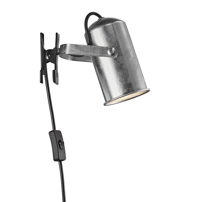 Lampička s klipem Porter v galvanizovaném provedení s nastavitelnou hlavou. (galvanizovaná ocel)