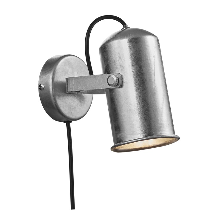 Nástěnná lampička Porter v galvanizovaném provedení s nastavitelnou hlavou. (galvanizovaná ocel)