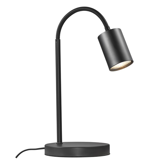 Minimalistická stolní lampička Nordlux Explore s bodovým světlem na flexi ramenu. (černá)