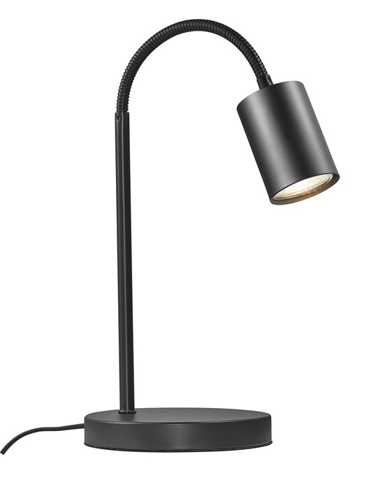 Minimalistická stolní lampička Nordlux Explore s bodovým světlem na flexi ramenu.