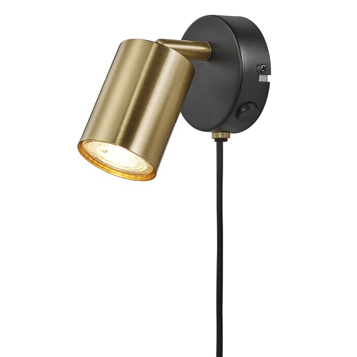 Minimalistická nástěnná lampička Nordlux Explore s flexibilní hlavou, ve třech barevných variantách. (mosaz)