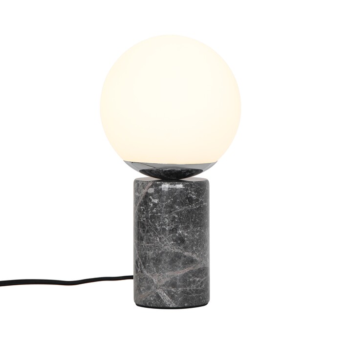 Stolní lampa z opálového skla s mramorovou minimalistickou základnou - to je Nordlux Lilly. (šedá)
