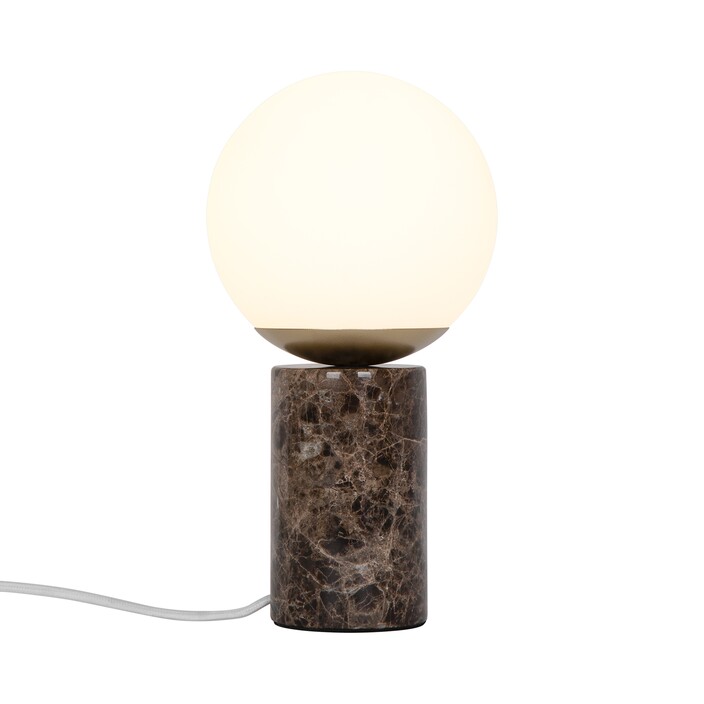 Stolní lampa z opálového skla s mramorovou minimalistickou základnou - to je Nordlux Lilly. (hnědá)