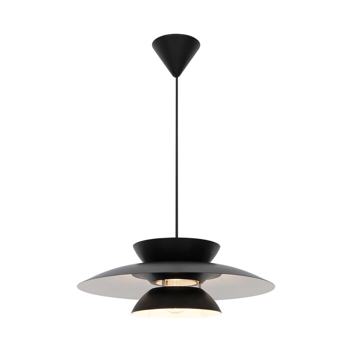 Závěsné světlo Carmen od Nordluxu v minimalistickém designu s vrstveným stínítkem. (černá)
