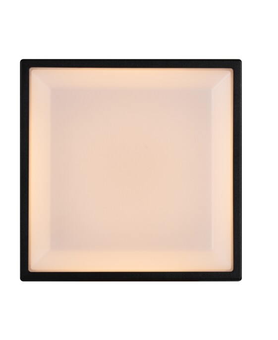 Venkovní nástěnné i stropní světlo Oliver Square se dvěma vyměnitelnými kryty pro osobitý výraz s efektem podsvícení.