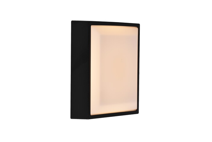 Venkovní nástěnné i stropní světlo Oliver Square se dvěma vyměnitelnými kryty pro osobitý výraz s efektem podsvícení. (černá)