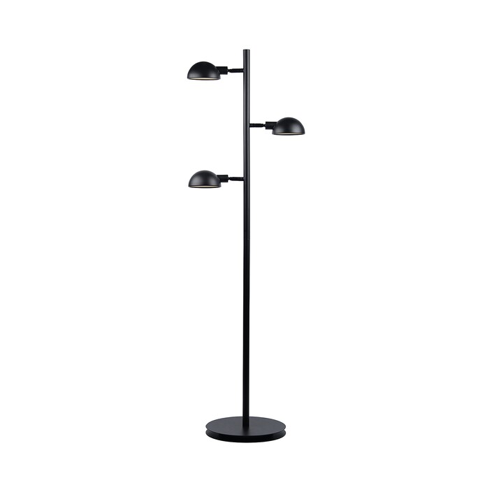 Stojací lampa Nomi s nastavitelnou hlavou tří stínítek v minimalistickém černém provedení. (černá)