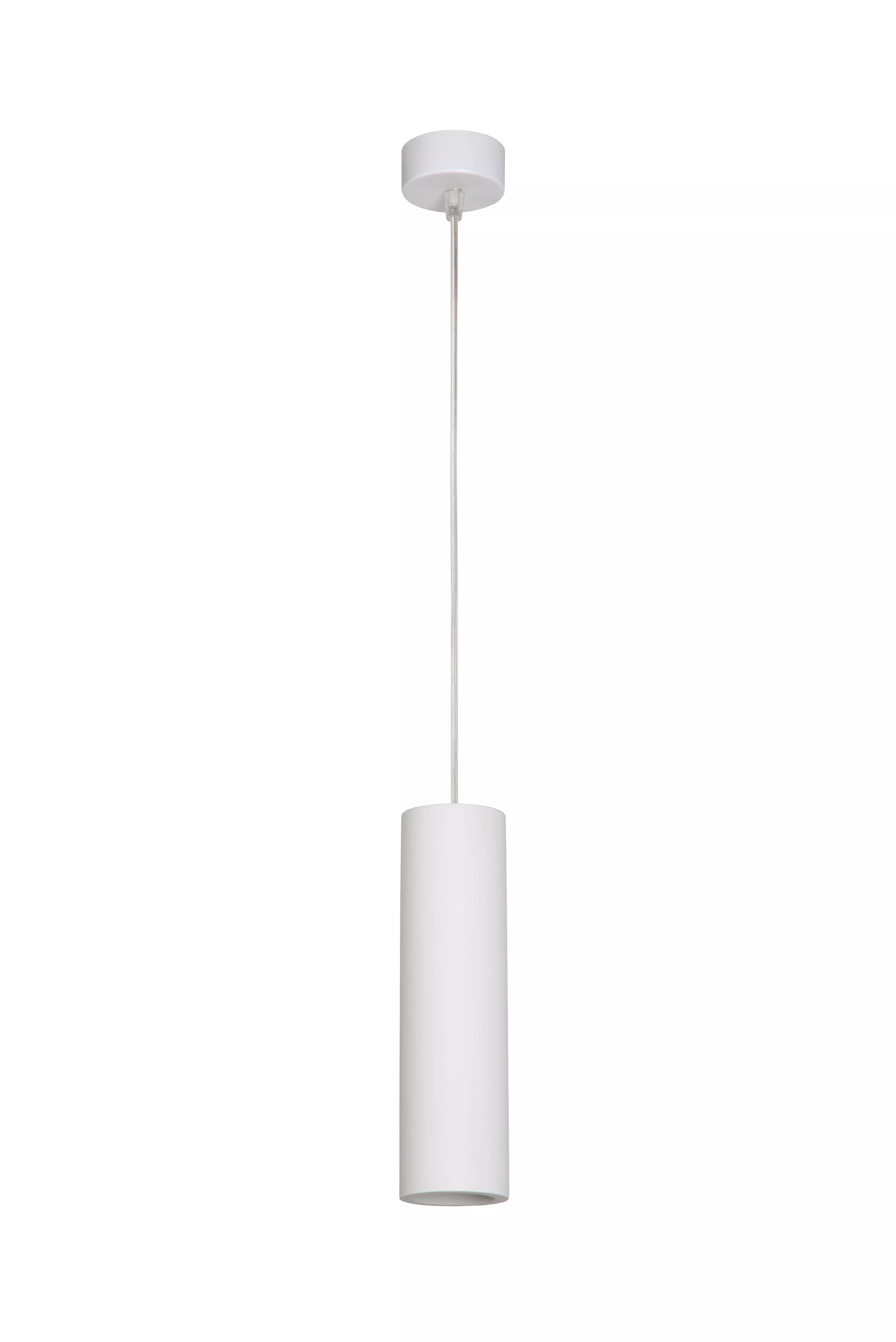 Jednoduché závěsné svítidlo Gipsy v bílé barvě a podlouhlém tvaru s nastavitelnou délkou kabelu. 