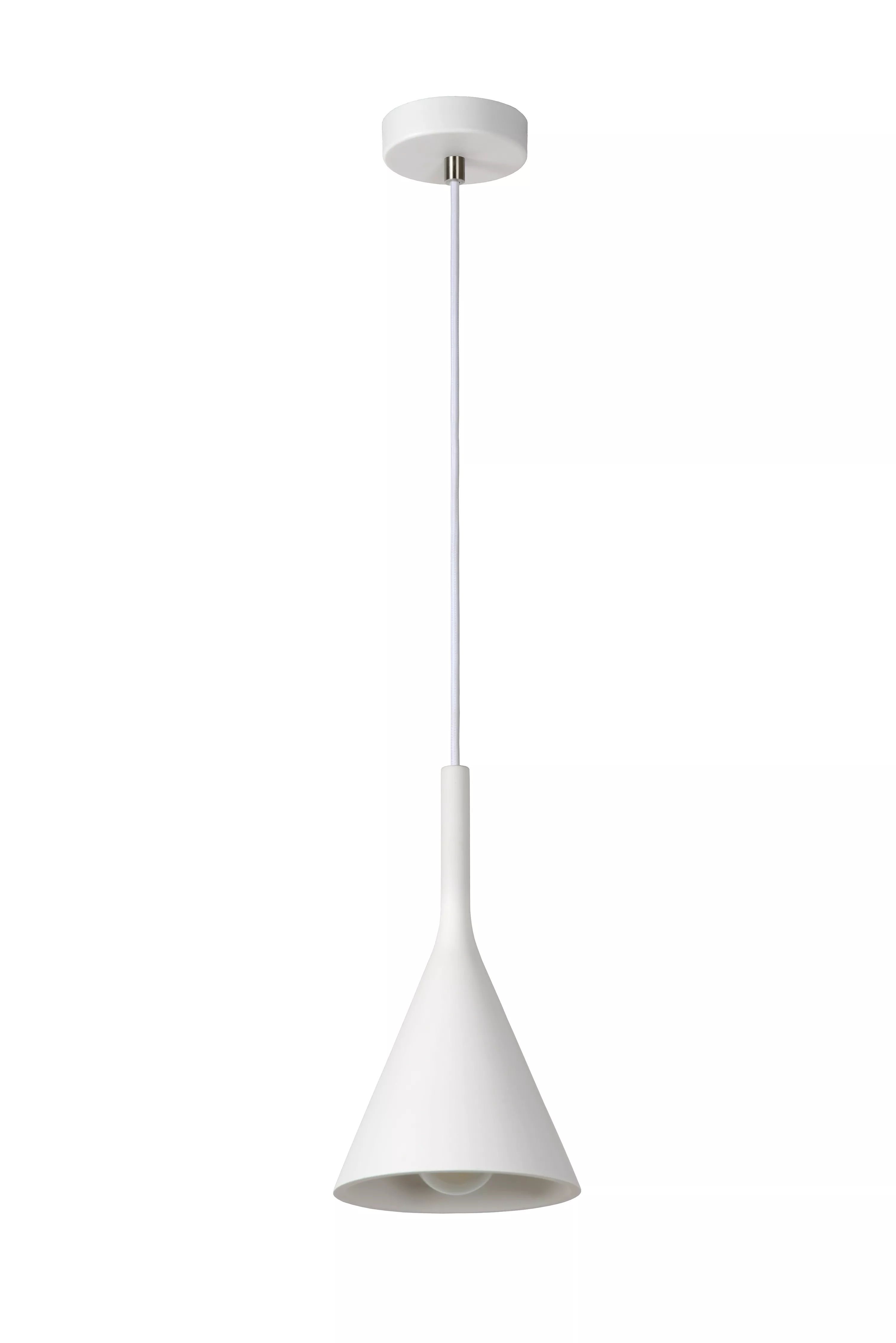 Jednoduché jemné závěsné svítidlo Gipsy v bílé barvě nechá vyniknout okolní interiér. Zavěste nad konferenční nebo jídelní stůl.