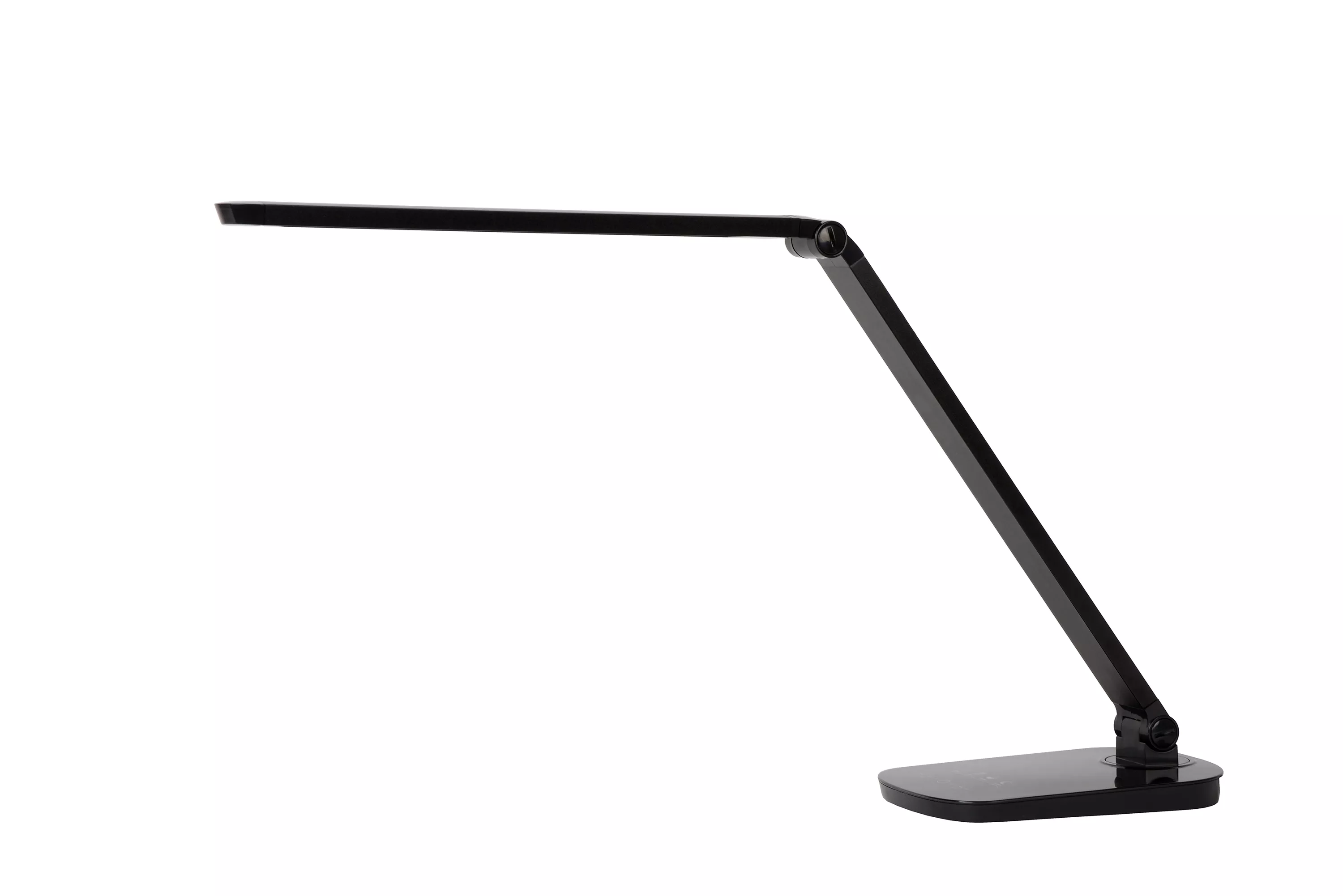 Multifunknční stolní lampička Vario se stmívatelným LED zdrojem pomocí dotykového stmívače a nastavitelným ramenem v černém provedení.