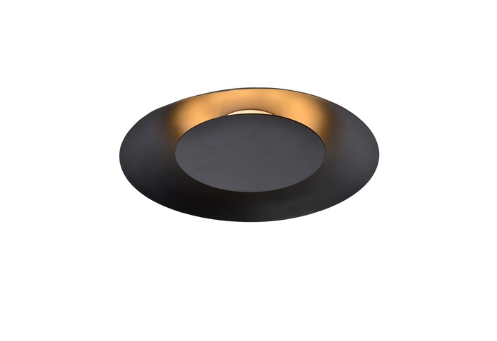 Jednoduché stropní svítidlo ve tvaru zahnutého disku, Lucide Foskal v černé nebo bílé variantě.  (černá)