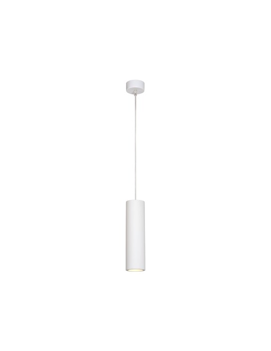 Jednoduché závěsné svítidlo Gipsy v bílé barvě a podlouhlém tvaru s nastavitelnou délkou kabelu.  (bílá)