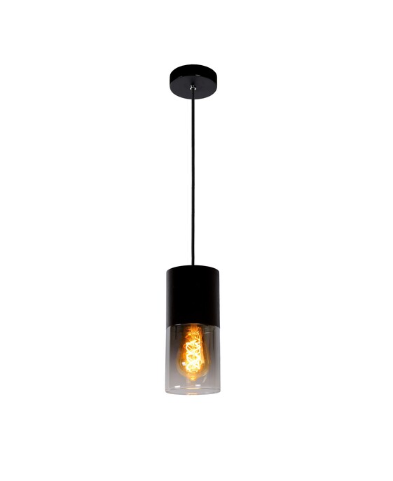 Jednoduché závěsné svítidlo Zino s poutavým designem v černém provedení s kouřovým sklem. Doplňte o dekorativní žárovku.