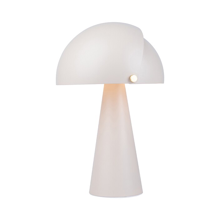Originální stolní svítidlo Align od Nordluxu v matném sametovém provedení s detaily z broušené mosazi. Stínítko lampy je složeno z vnitřního statického a vnějšího pohyblivého, které si můžete uzpůsobit podle Vašich potřeb. Vyberte si z 8 barevných variant. (béžová)