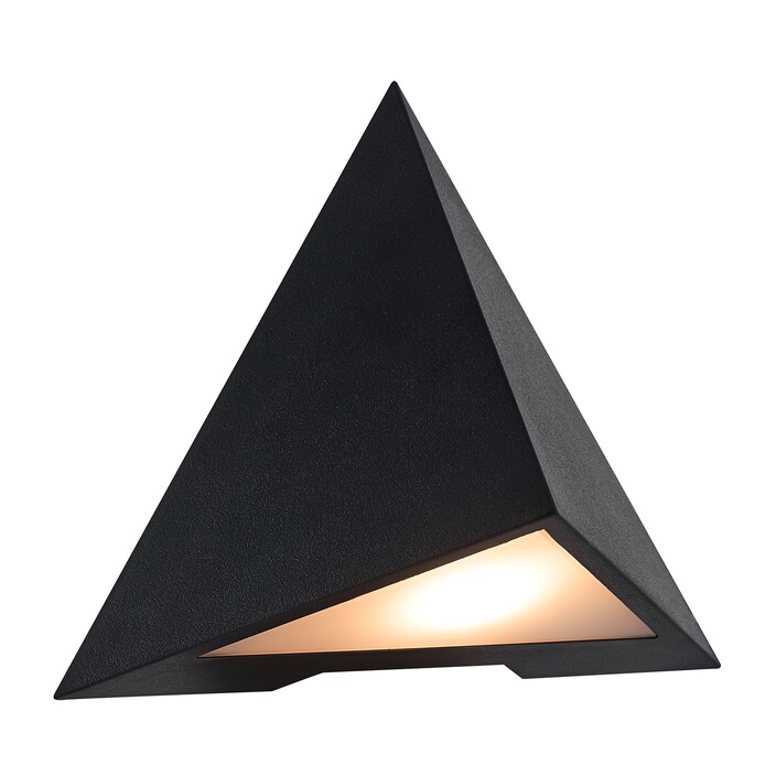 Venkovní nástěnné svítidlo Konit od Nordluxu v jedinečném trojúhelníkovém designu příjemně rozptyluje světlo směrem dolů. Dostupné v černém provedení. (černá)