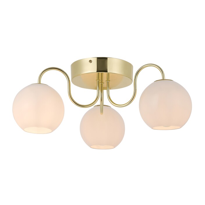 Stropní svítidlo Franca propojuje klasický lustr s moderním přístupem. Vintage detaily v kombinaci s moderním nádechem, skleněné kopule vydávají příjemné rozptýlené světlo. (opálové sklo, mosaz)
