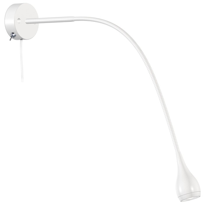 Praktická nástěnná LED lampička Nordlux Drop s flexi ramenem pro použití do zásuvky (bílá)