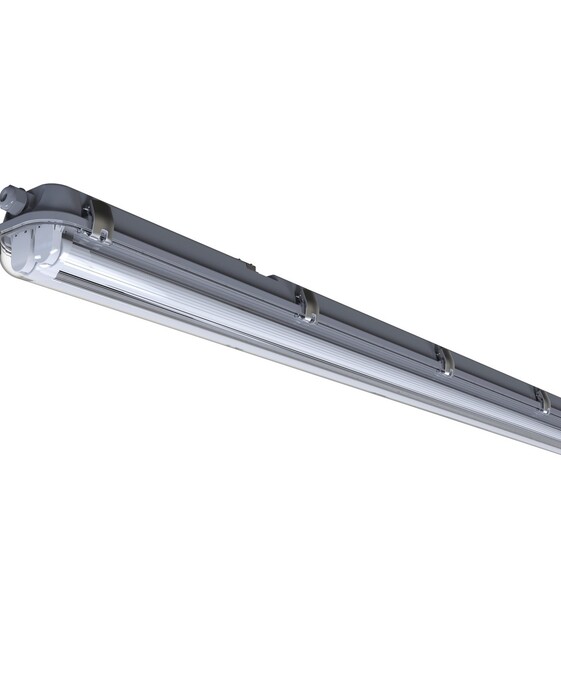 Výkonné prachotěsné zářivkové svítidlo Nordlux Works IP65 ve vysokém krytí s velkou odolností ve dvou výkonnostních variantách je vhodné do garáže nebo sklepa.