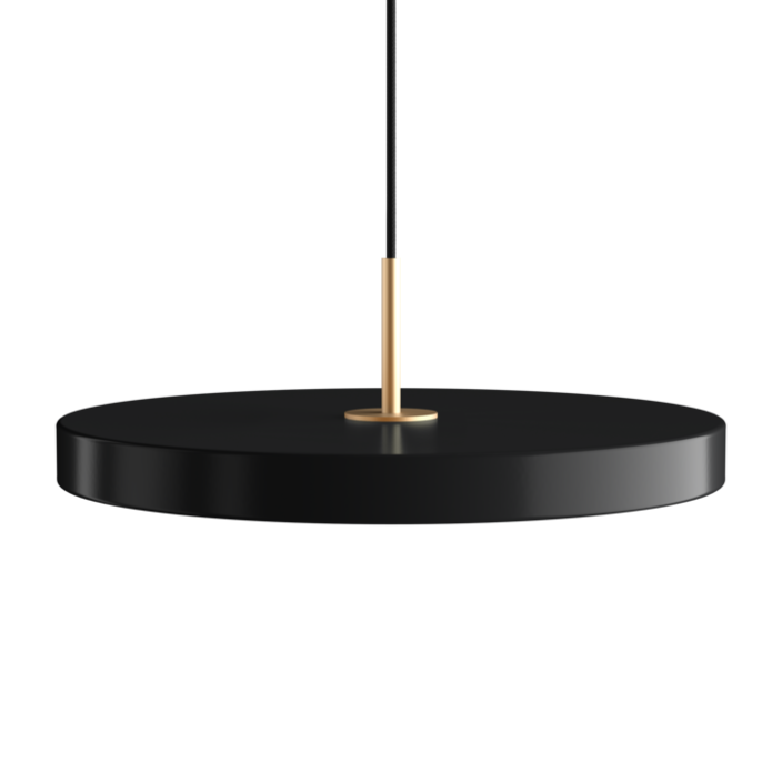 Jednoduché závěsné svítidlo UMAGE Asteria Plus ve tvaru disku. Kovové stínidlo, LED zdroj s možností nastavené barevné teploty, ve 2 barevných provedeních. Kompatibilní s kolejnicemi. (černá)