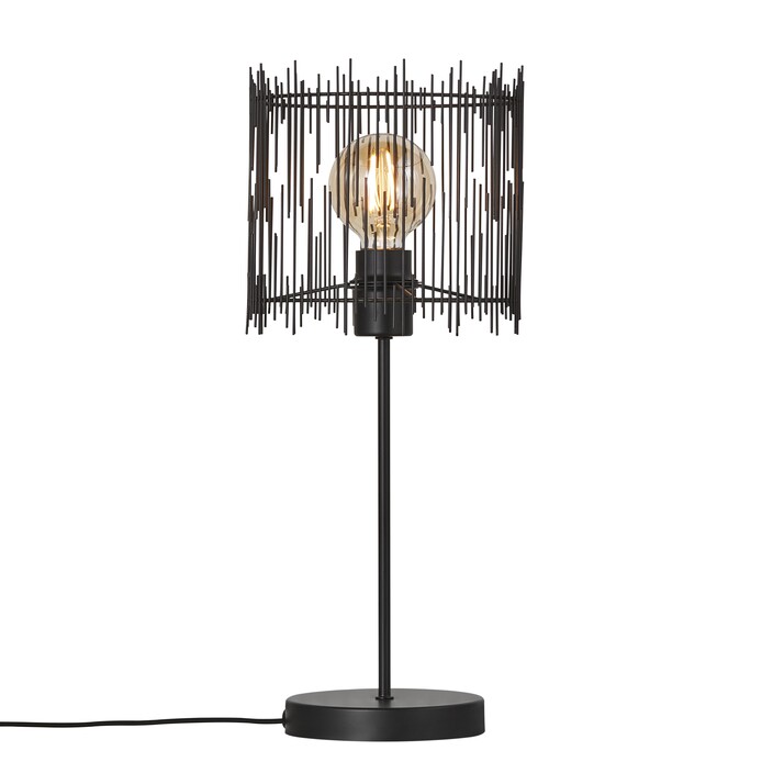Stolní lampička Elvis se skládá z asymetrických tyčí, které dohromady tvoří elegantní osvětlení místnosti. V černé nebo mosazné variantě. (černá)
