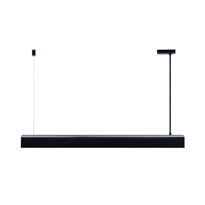 Horizontální závěsné svítidlo Beau 100 v tenkém designu se bude hodit nad jídelní stůl či kuchyňský ostrůvek. Součástí balení je nestmívatelná žárovka. (černá)