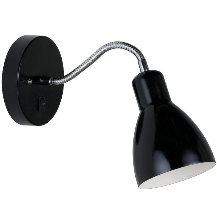 Lakovaná kovová nástěnná lampička Nordlux Cyclone s flexibilním ramenem (černá)