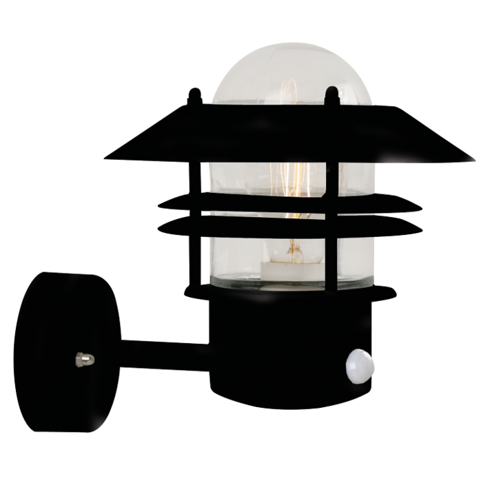 Krásné a elegantní venkovní nástěnné svítidlo v klasickém funkčním designu ve čtyřech provedeních s pohybovým senzorem (černá)