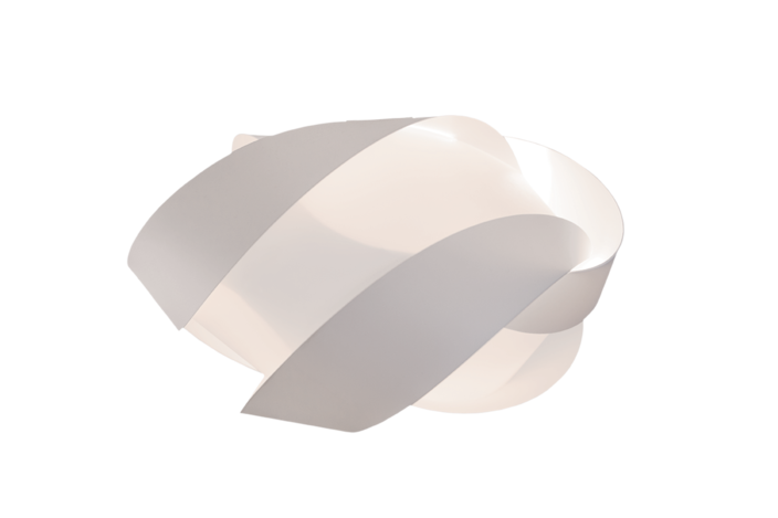 Originální závěsná lampa UMAGE Ribbon. Bílé stínidlo ve tvaru spletené stuhy. Dvě velikosti (Průměr: Ø19cm)