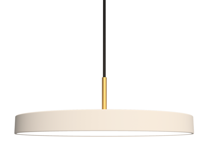 Jednoduchá a originální závěsná lampa UMAGE Asteria ve tvaru disku. Kovové stínidlo, LED žárovka. Šest barev.  (bílá)