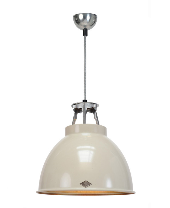 Titan od Original BTC - retro závěsné svítidlo v industriálním stylu. Hliníkové stínidlo na ocelovém kabelu. Barevné variace, nebo bez povrch. úpravy