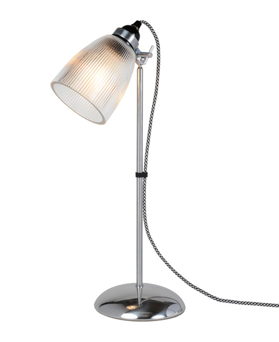 Jednoduchá skleněná stolní lampička Primo, s širokou možností nastavení světla.