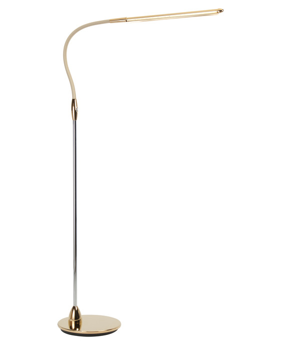 Stojací lampa Wand z řady Beadligh od Original BTC, kovová hlava a ohebné kožené rameno v pěti barevných provedeních.