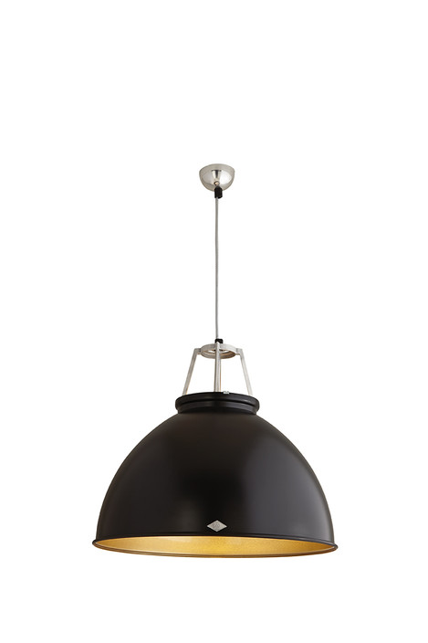 Titan od Original BTC - retro závěsné svítidlo v industriálním stylu. Hliníkové stínidlo na ocelovém kabelu. Barevné variace, nebo bez povrch. úpravy (černá, bronz)
