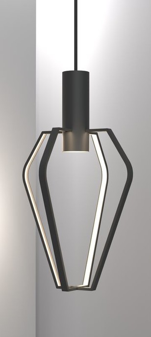 Originální závěsné svítidlo Nordlux Spider z černého kovu s rameny zevnitř osvětlenými LED pásky a závitem uprostřed