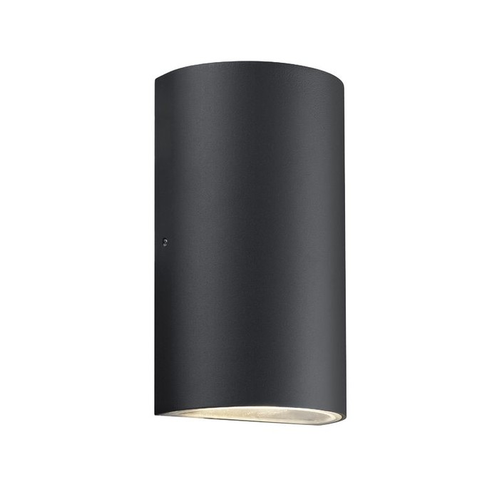 Minimalistické venkovní nástěnné LED svítidlo okrouhlého tvaru v černém a pískovém provedení obousměrně osvětlující prostor (černá)